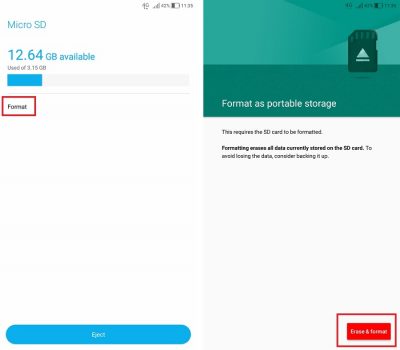 Dengan Bersihkan Lempengan Tembaga,cara bersihkan tembaga,atasi memori eror,atasi microSD eror,Lakukan Format Ulang Dari Smartphone